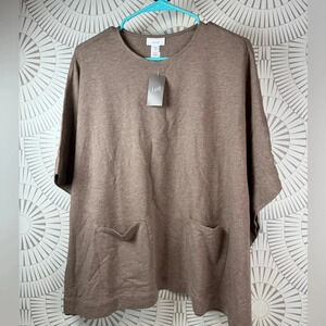 J. Jill Pure Jill NWT‎ Brown Pull Over Poncho Top XSP